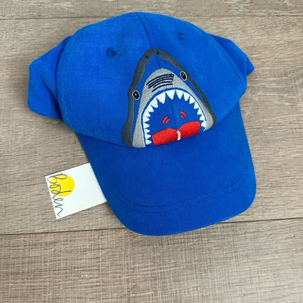 Boden Bright Blue Baseball Cap with Red Strap Accent